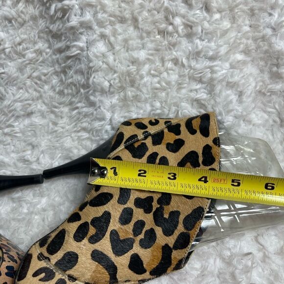 Gianni Bini Leather Calf Hair Leopard Print Pull On Stiletto Ankle Boots SZ8M - Picture 9 of 11